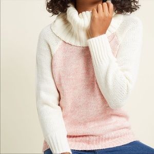 ModCloth Pink Turtleneck Raglan Sweater M
